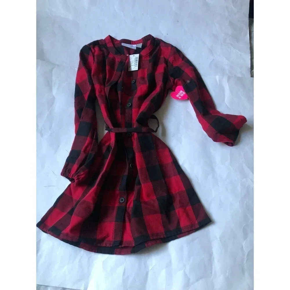 The Children’s Place Girls Shirt Dress Buffalo Plaid Size 5/6 - Picture 1 of 3